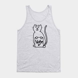 Cute Cat says Animals Vote Minimal Line Drawing Tank Top